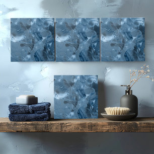Azulejo Patrón abstracto de mármol brumoso azul oscuro ID7