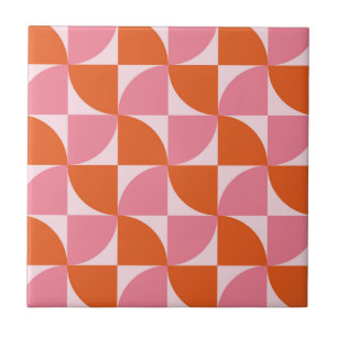 Azulejo Patrón abstracto de naranja y rosa de mediados de 