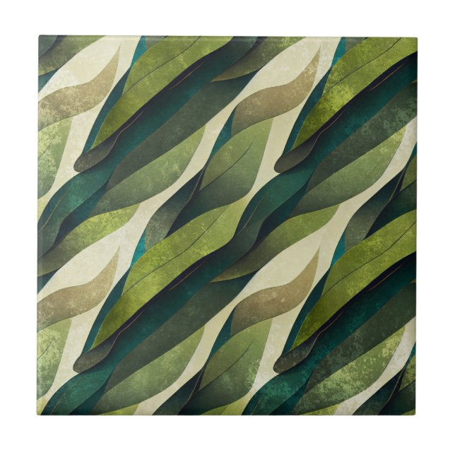 Azulejo Patrón abstracto de oliva verde minimalista Deco (Frente)