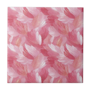 Azulejo Patrón abstracto de pincelada rosa con brillo