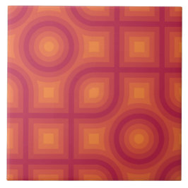 Azulejo Patrón abstracto de Sun Naranja Viva Magenta