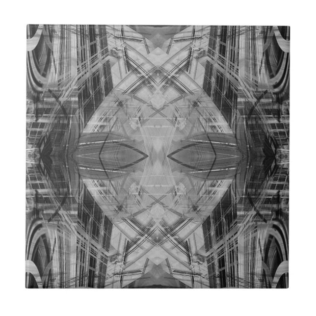 Azulejo Patrón abstracto en blanco y negro (Frente)