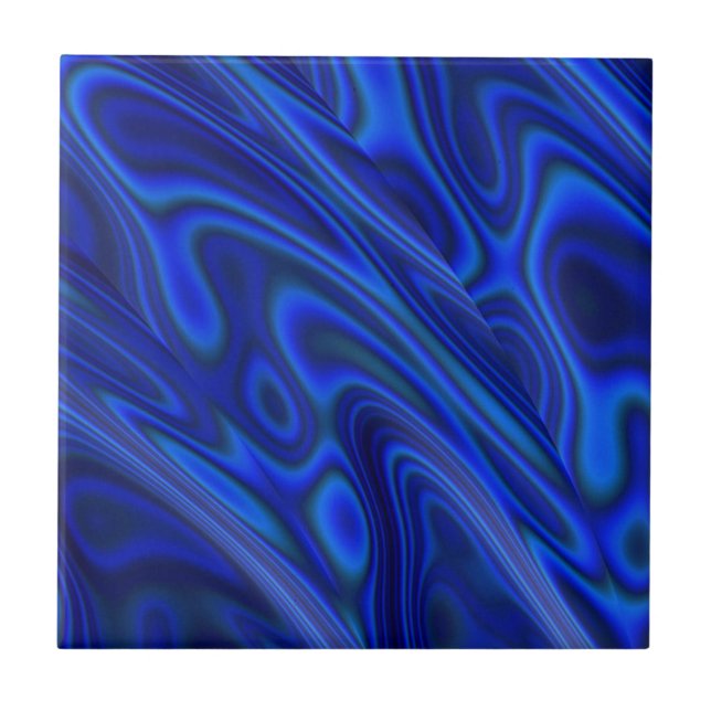 Azulejo Patrón abstracto fractal de la cubierta azul Paua  (Frente)