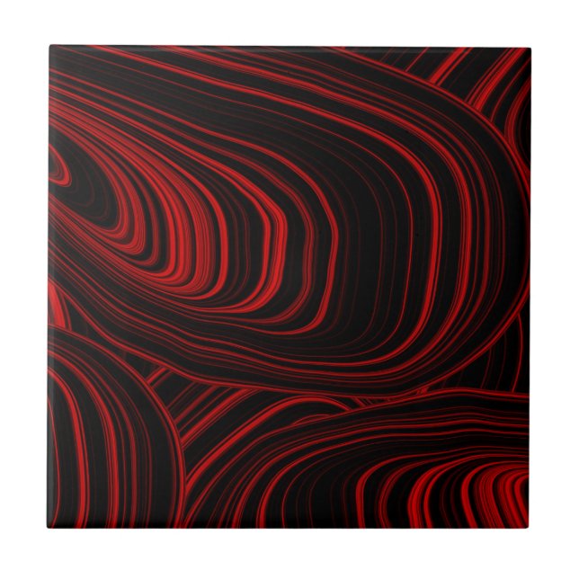Azulejo Patrón abstracto moderno de estilo rojo y negro (Frente)