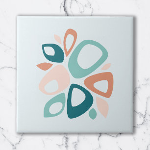 Azulejo Patrón abstracto moderno elegante de salmón teal m