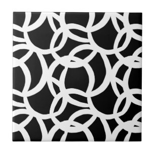 Azulejo Patrón abstracto moderno en blanco y negro