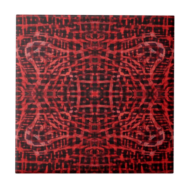 Azulejo Patrón abstracto negro y rojo (Frente)