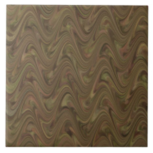 Azulejo Patrón abstracto ondulado marrón verde