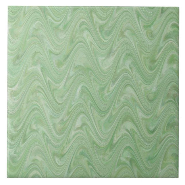 Azulejo Patrón abstracto ondulado verde (Frente)