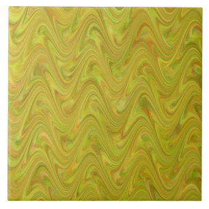 Azulejo Patrón abstracto ondulado verde amarillo