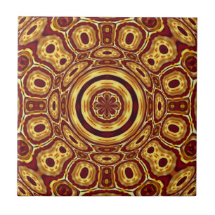 Azulejo Patrón abstracto rojo dorado boho marroquí