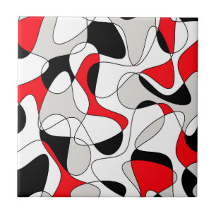 Azulejo Patrón abstracto - rojo, gris y blanco.
