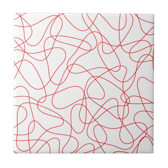 Azulejo Patrón abstracto - rojo y blanco. (Frente)