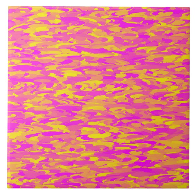 Azulejo Patrón abstracto rosa amarillo naranja (Frente)