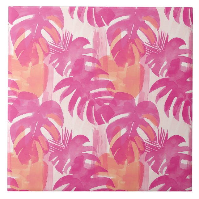 Azulejo Patrón abstracto simple con hojas de monstera, f (Frente)