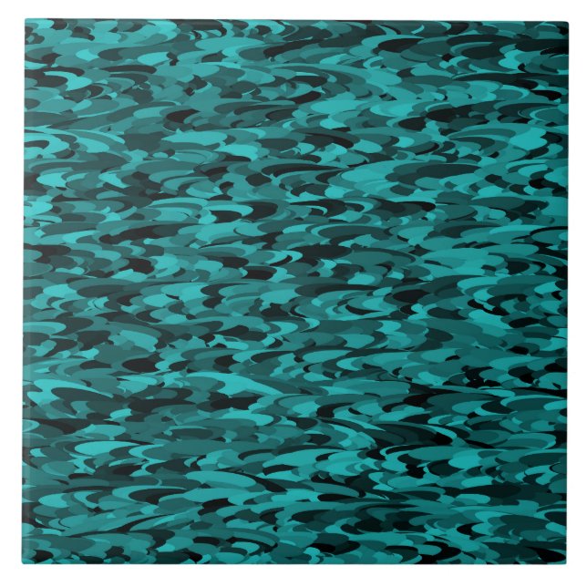 Azulejo Patrón abstracto Verde azulado negro (Frente)