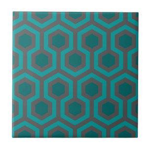Azulejo Patrón abstracto verde turquesa retro de los años 