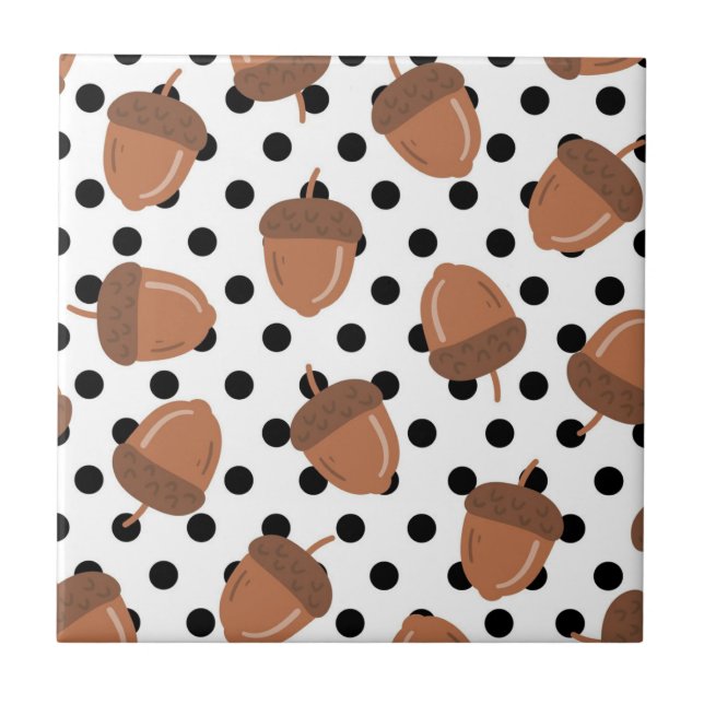 Azulejo Patrón Acorn Black Dots Otumn Y2K (Frente)