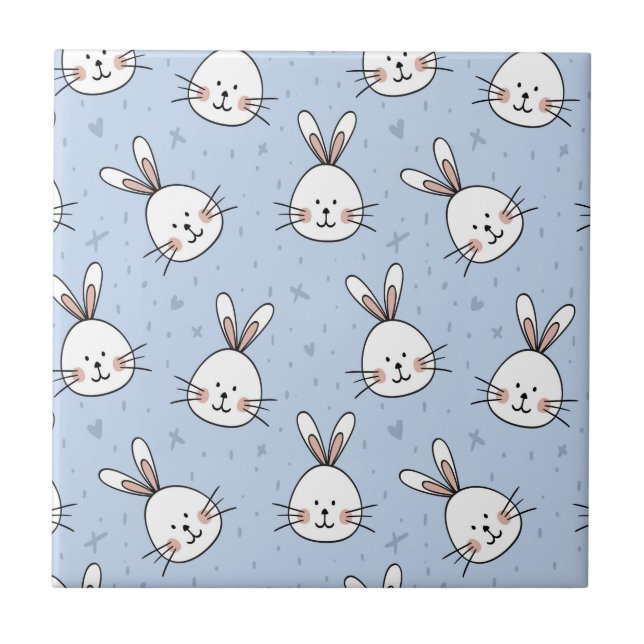 Azulejo Patrón Adorable de conejo conejo conejo conejo (Frente)