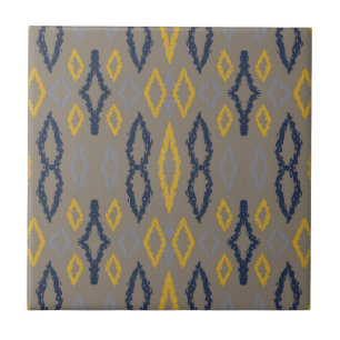 Azulejo Patrón amarillo azul Ikat marroquí