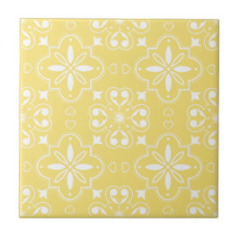 Azulejo Patrón Amarillo Blanco Mediterráneo Moderno