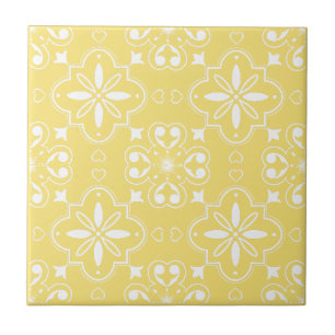 Azulejo Patrón Amarillo Blanco Mediterráneo Moderno