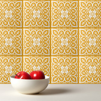 Azulejo Patrón amarillo Estética mediterránea portuguesa