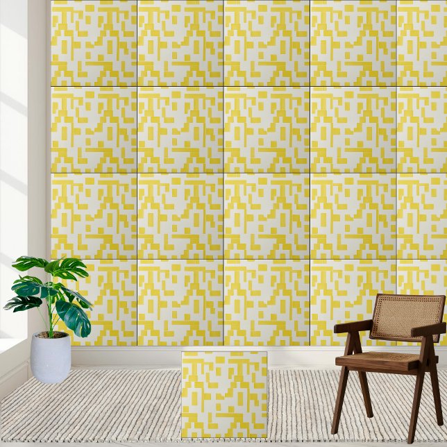 Azulejo Patrón amarillo geométrico Estilo de mosaico cerám (Geometric Yellow Pattern Ceramic Tile Style 2)
