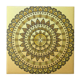 Azulejo patrón amarillo mostaza flor de oro antiguo