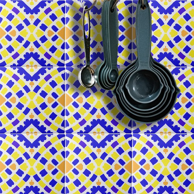 Azulejo Patrón amarillo Naranja azul geométrico (Subido por el creador)