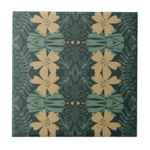 Azulejo Patrón amarillo verde sabio botánico