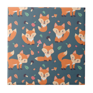 Azulejo Patrón animal de Naranja corto Fox