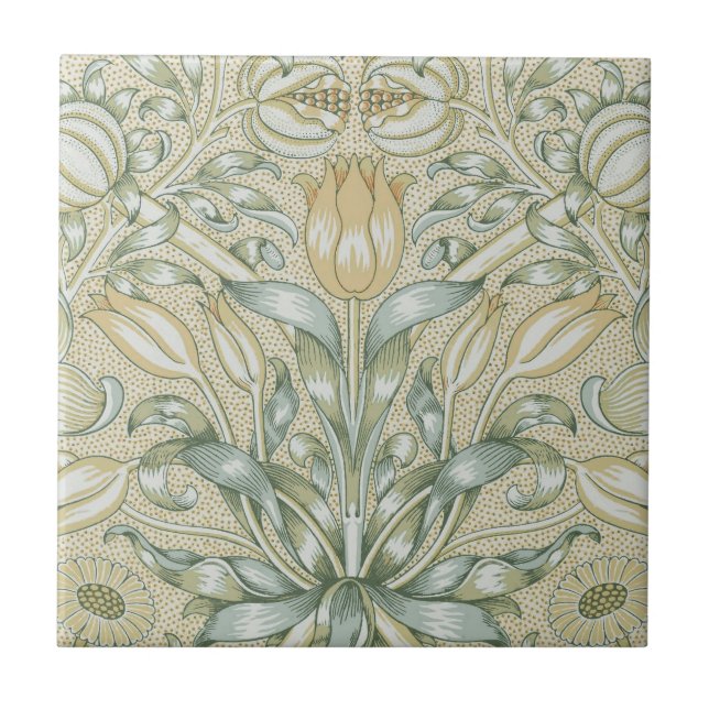 Azulejo Patrón Antiguo de Granada William Morris Lily (Frente)