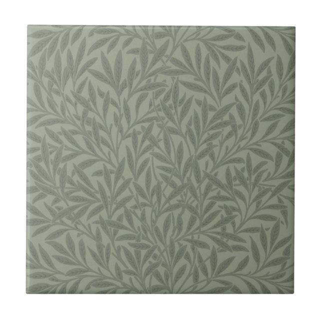 Azulejo Patrón Antiguo de Sauce de William Morris Verde Sa (Frente)