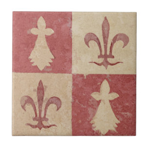 Azulejo Patrón Antiguo Fleur de Lis Medieval Francés