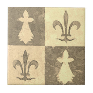 Azulejo Patrón Antiguo Flor de Lis Medieval Francés