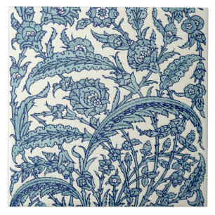 Azulejo Patrón árabe floral azul