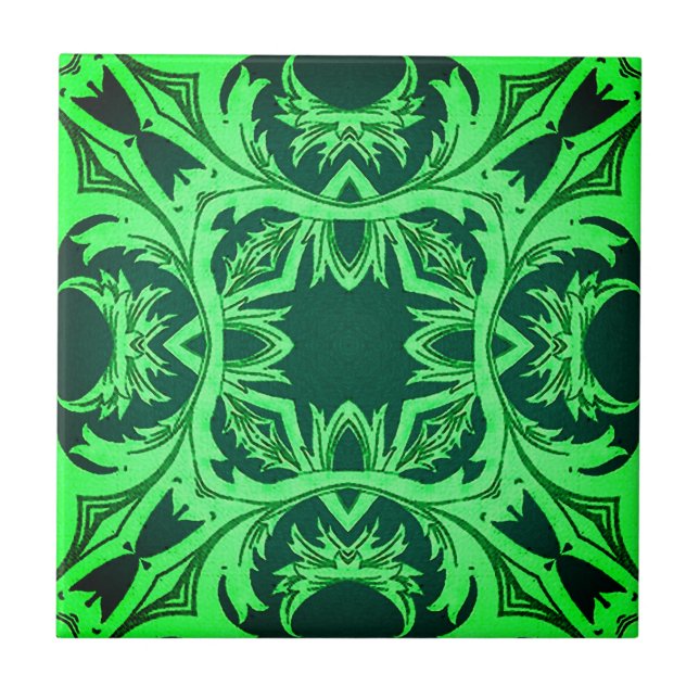 Azulejo Patrón Arábico Ornate - Verde Esmeralda (Frente)