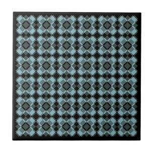 Azulejo Patrón Argyle de Cuadros Azules y Negros