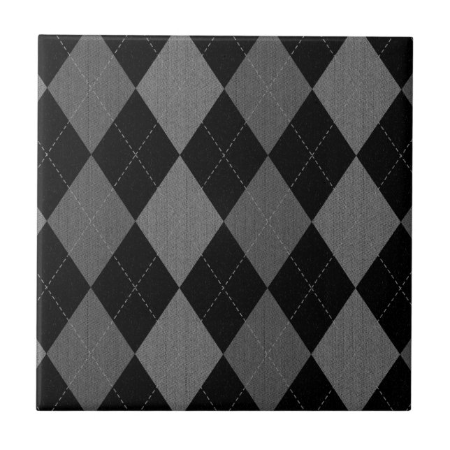 Azulejo Patrón Argyle negro y gris carbón (Frente)