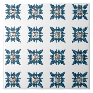 Azulejo Patrón Art Deco Azul