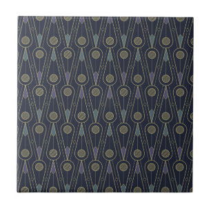 Azulejo patrón Art Deco con formas geométricas en oro