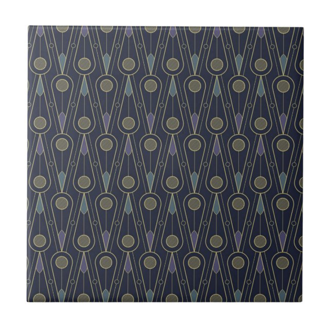 Azulejo patrón Art Deco con formas geométricas en oro (Frente)