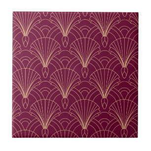 Azulejo patrón Art Deco con motivos de abanico geométrico