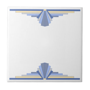 Azulejo Patrón Art Decó en azul gris