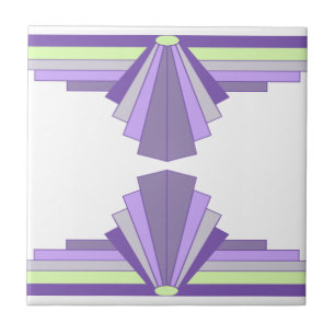 Azulejo Patrón art decó en morado y verde