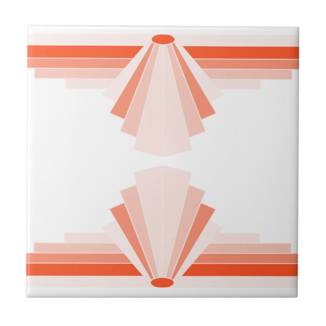 Azulejo Patrón art decó en Naranja (Frente)