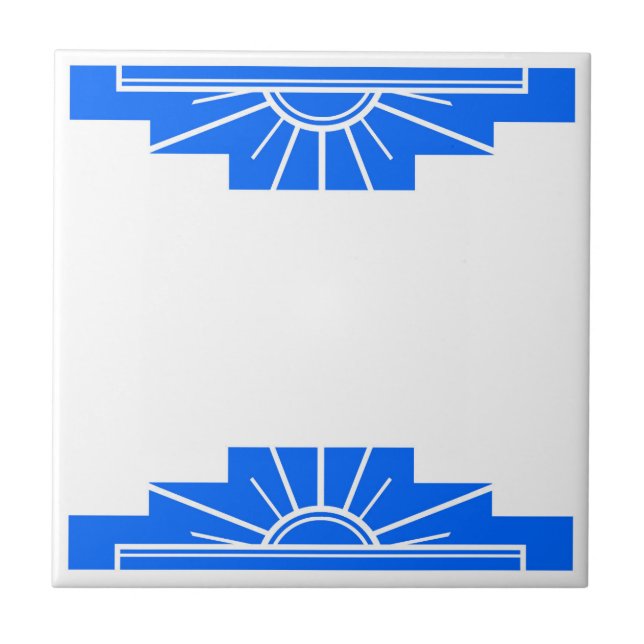 Azulejo Patrón Art Deco en negrita azul (Frente)