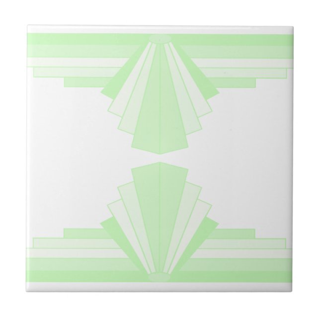 Azulejo Patrón Art Deco en verde pastel (Frente)