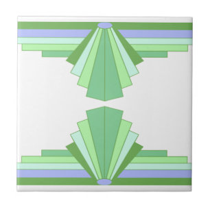 Azulejo Patrón Art Deco en verde y azul